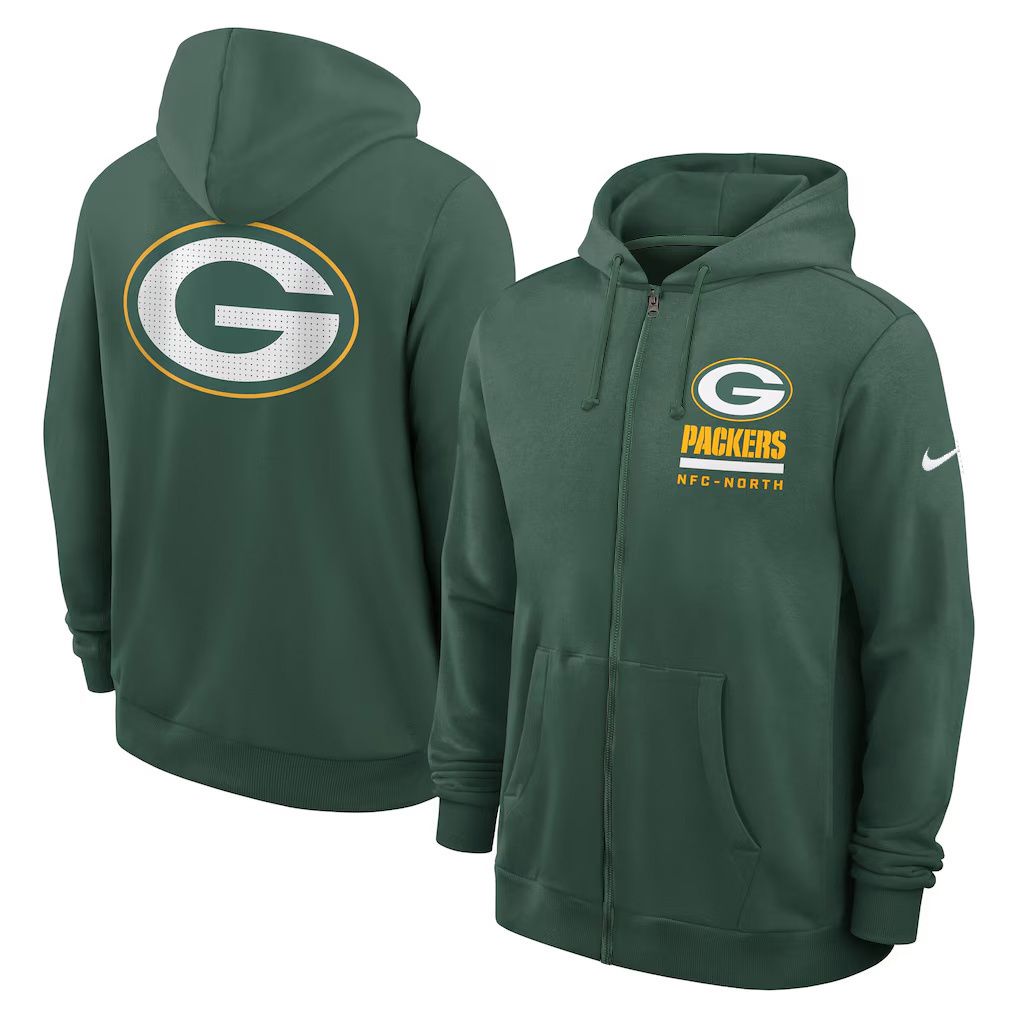 Men 2026 NFL Green Bay Packers zip-up hoodie green 01->new orleans saints->NFL Jersey